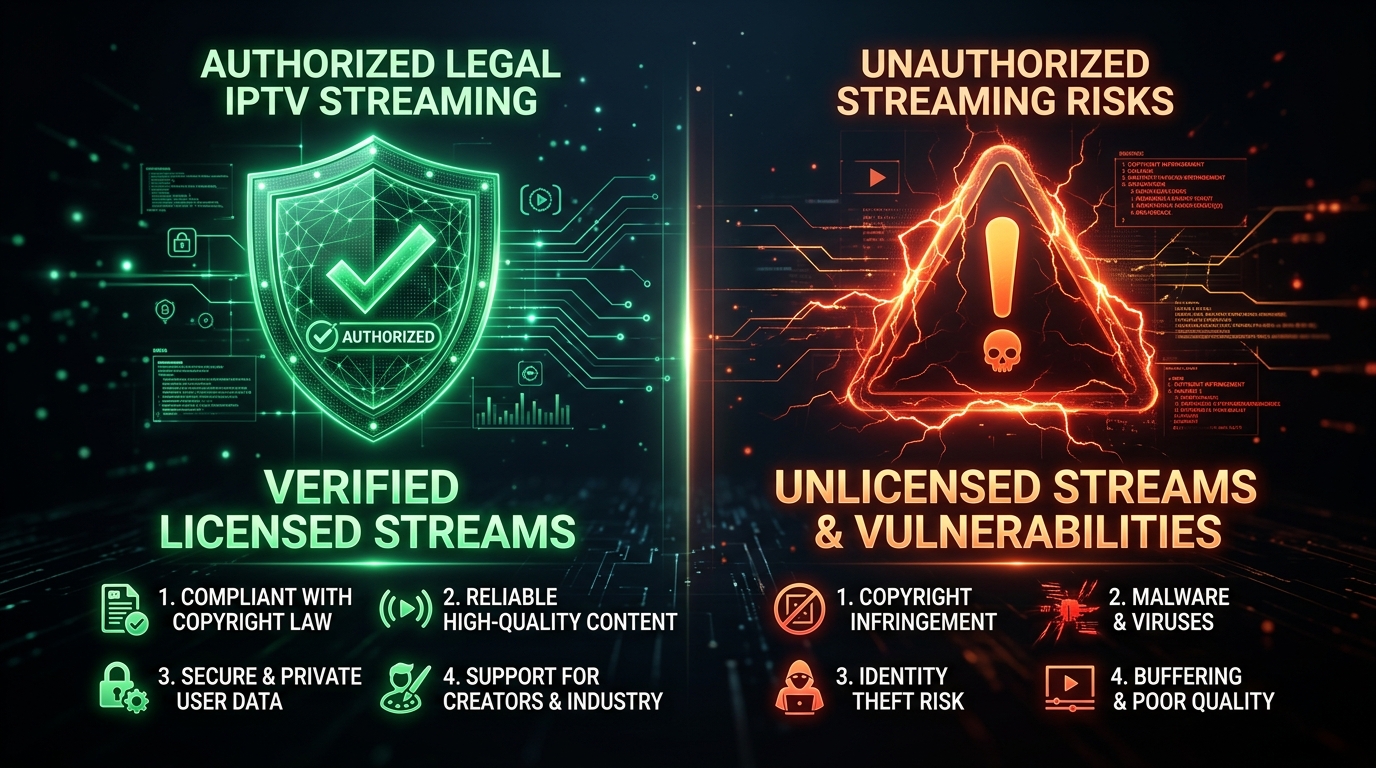 Comparing Authorized Legal IPTV Streaming vs Unauthorized Streaming Risks Legal vs Illegal IPTV Comparison